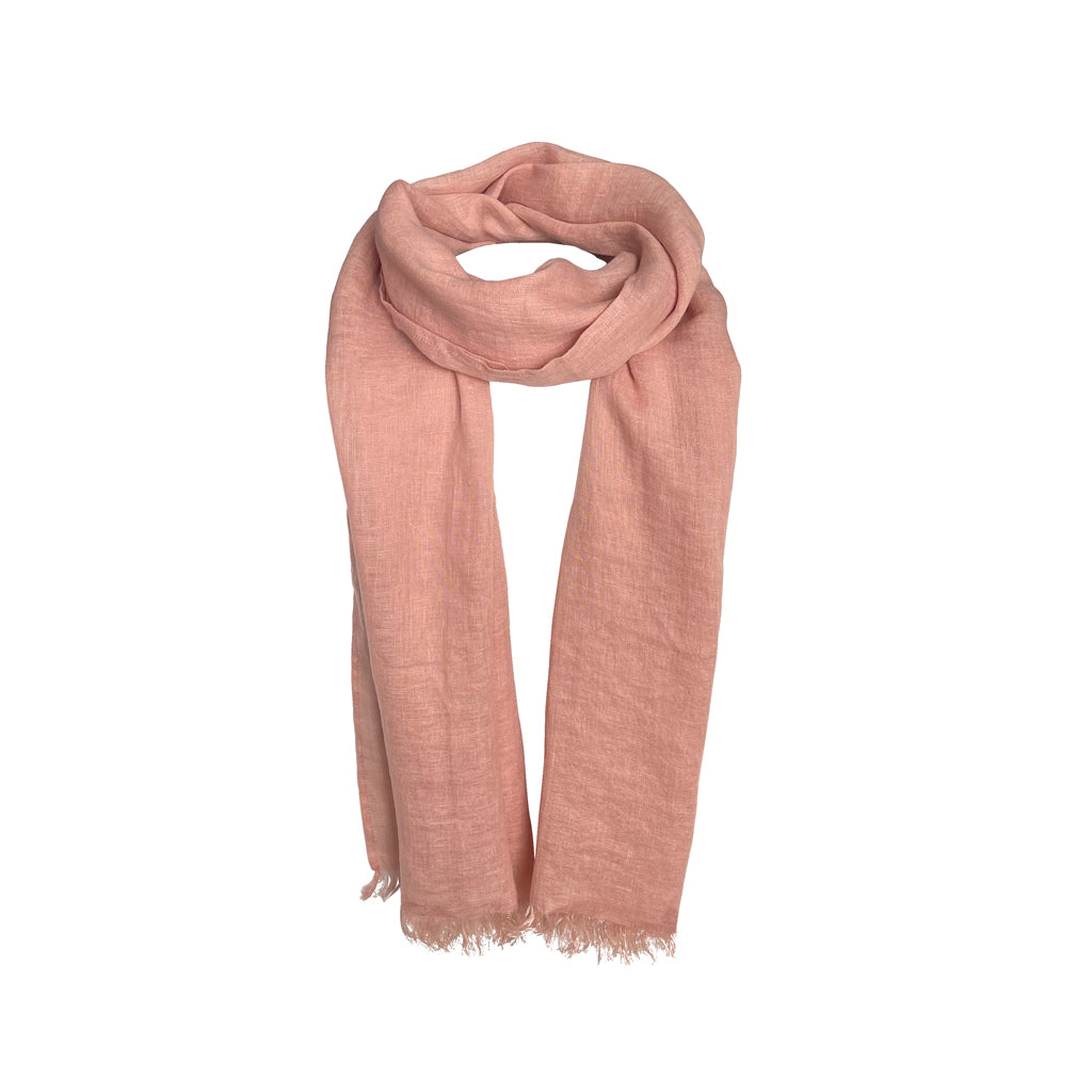 Coral Pink Linen Scarf