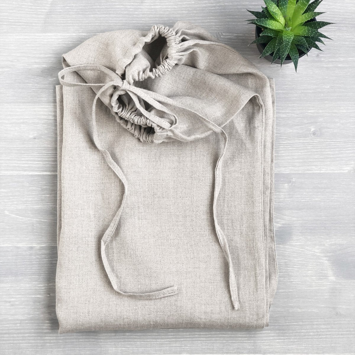 lifestyle | Natural Large Linen Drawstring Bag | Linen & Fonts