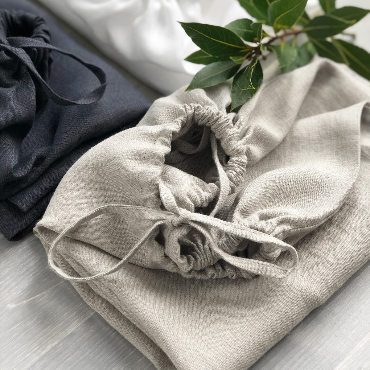 lifestyle | Natural Linen Large Drawstring Bag | Linen & Fonts 