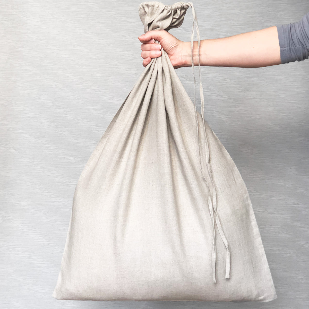 Natural Large Linen Drawstring Bag