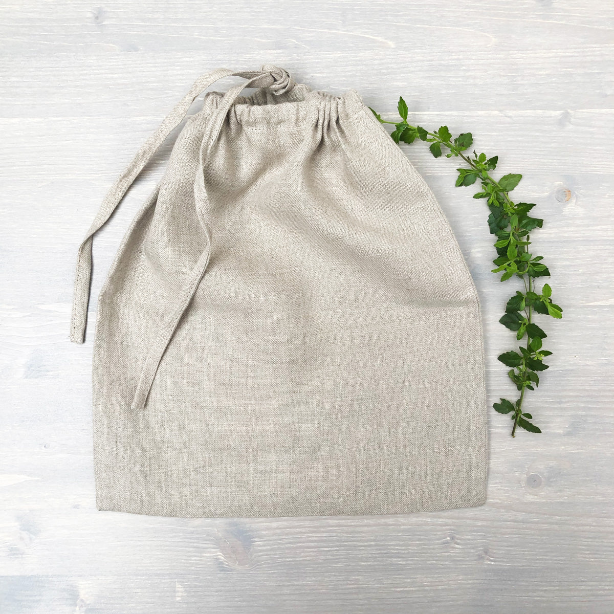 product | Natural Linen Drawstring Bag | Linen & Fonts 