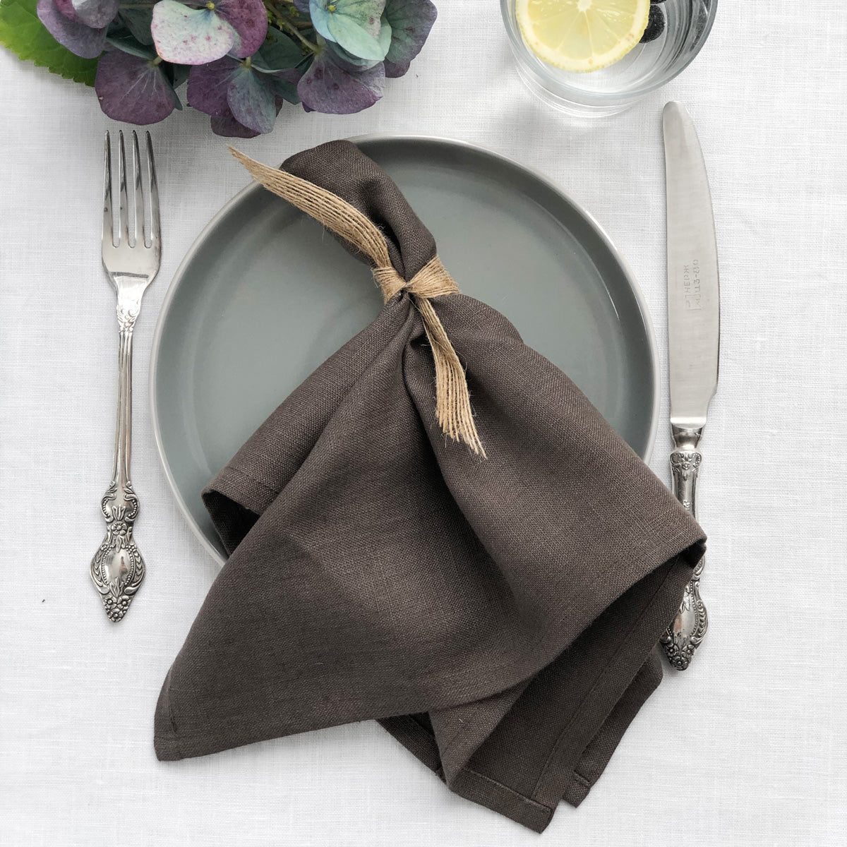 Peppercorn Brown Linen Simple Napkin | Linen & Fonts