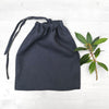 product |  Navy Blue Small Linen Drawstring Bag | Linen & Fonts 