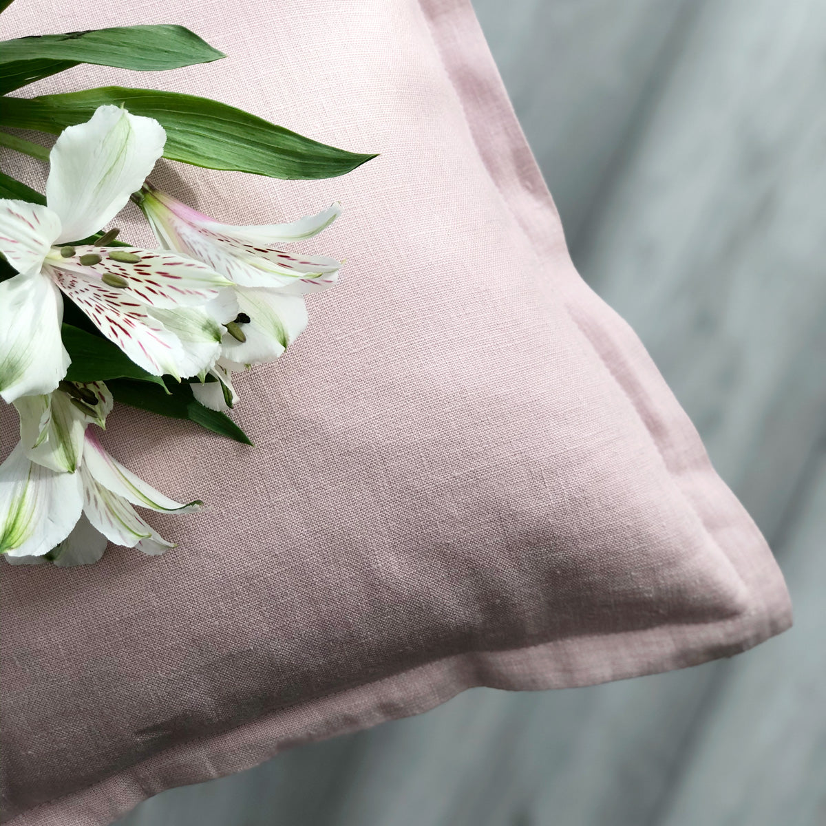 lifestyle |Powder Pink Linen Cushion Cover | Linen & Fonts 