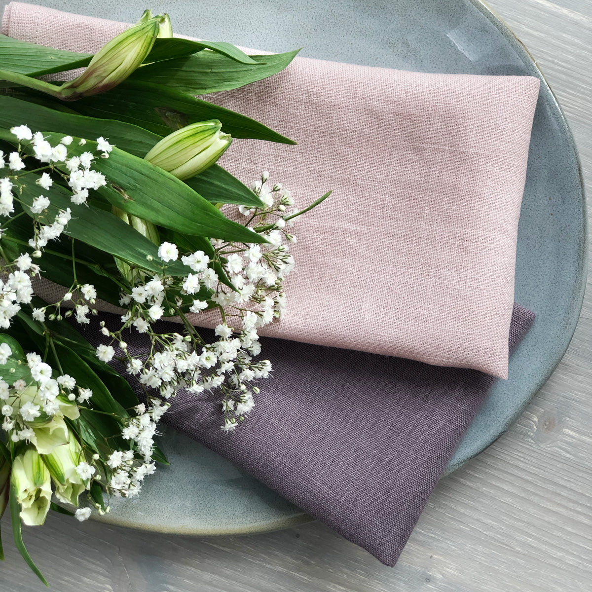 lifestyle | Pink and Lavender  Linen Simple Napkin | Linen & Fonts 