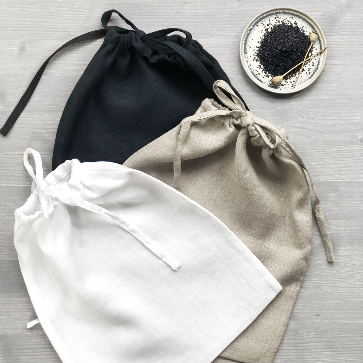 lifestyle | Linen Drawstring Bags | Linen & Fonts 