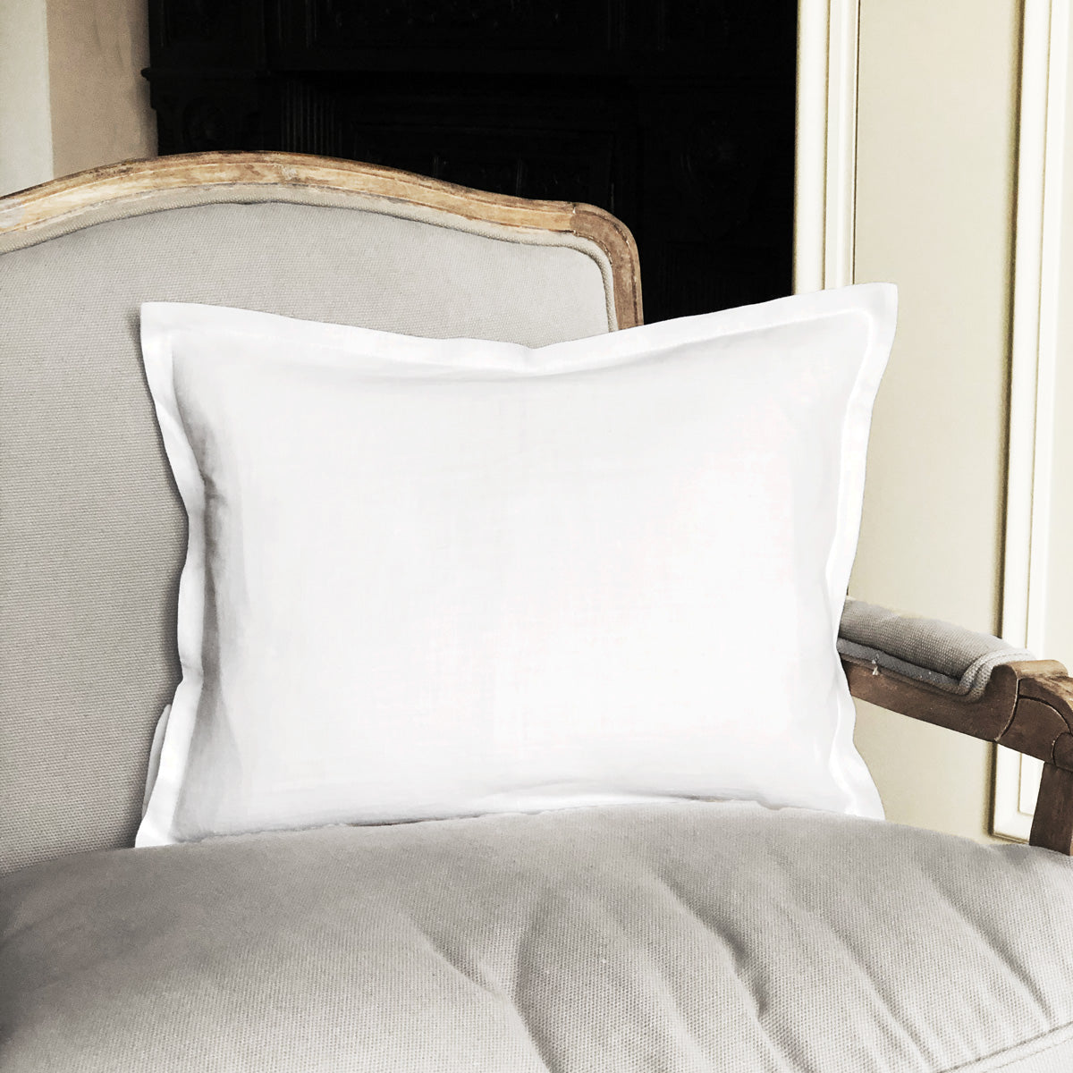 product | Pure White  Linen Boudoir Pillow | Linen & Fonts 