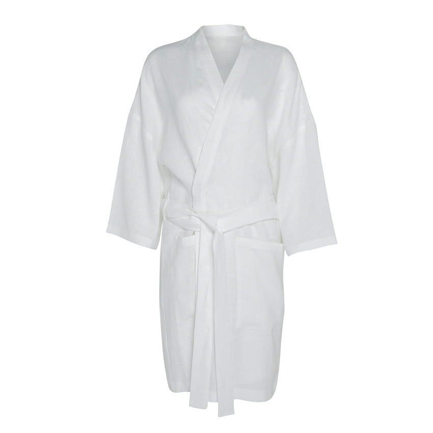 Pure White Linen Bathrobe | Linen & Fonts Pure White Linen Bathrobe | Linen & Fonts