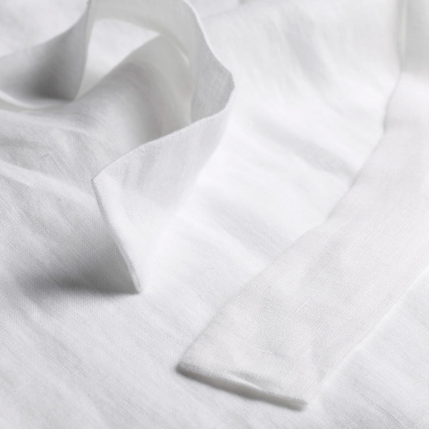 lifestyle | Pure White Linen Bathrobe Belt Details | Linen & Fonts 
