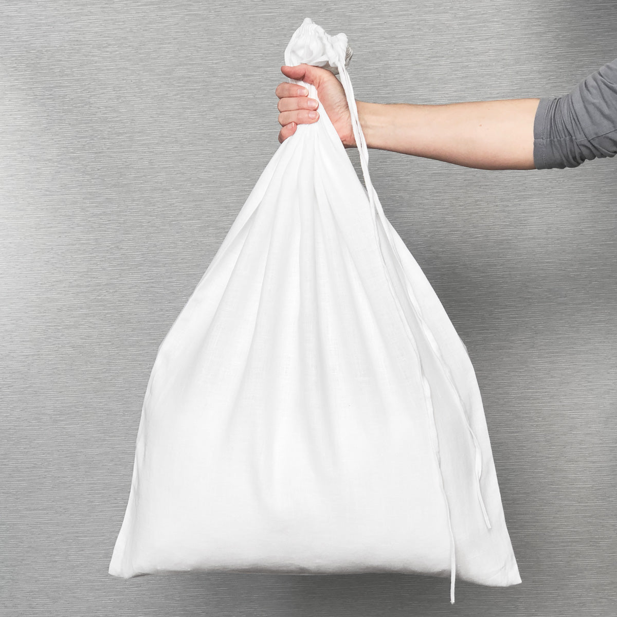 product | White Large Linen Drawstring Bag | Linen & Fonts 