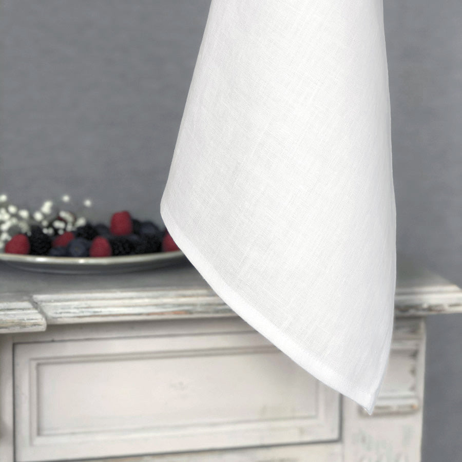 product | Pure White Linen Tea Towel | Linen & Fonts 