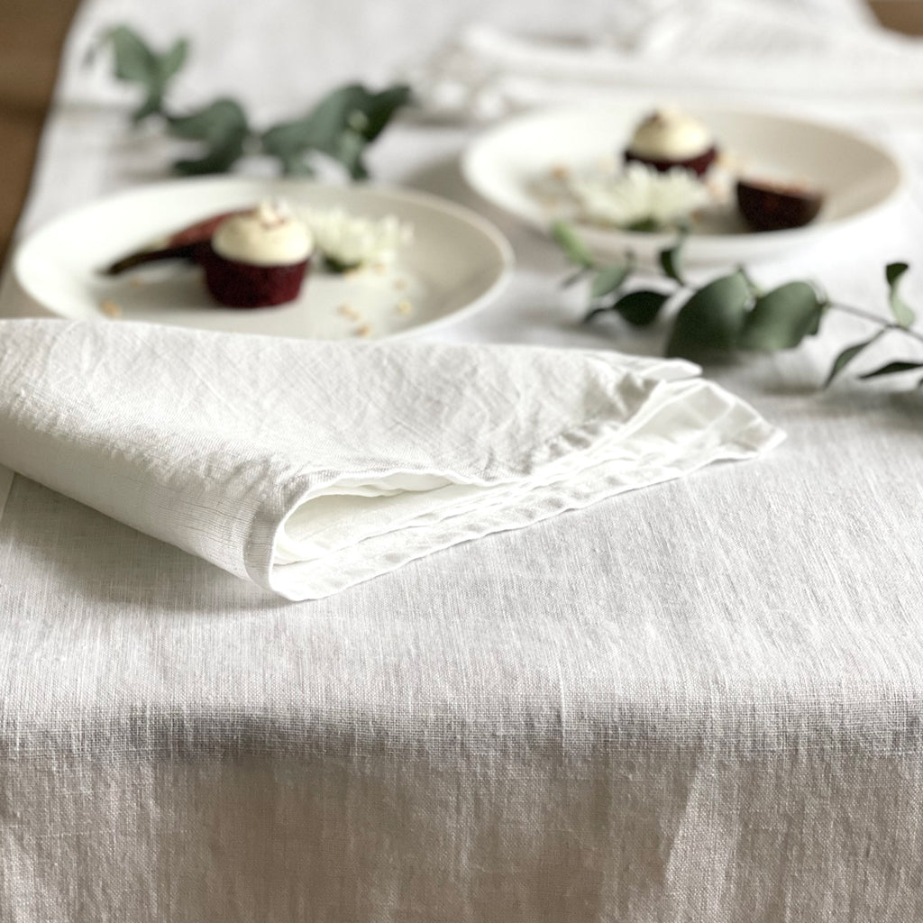 Pure White Linen Napkin Set of 6